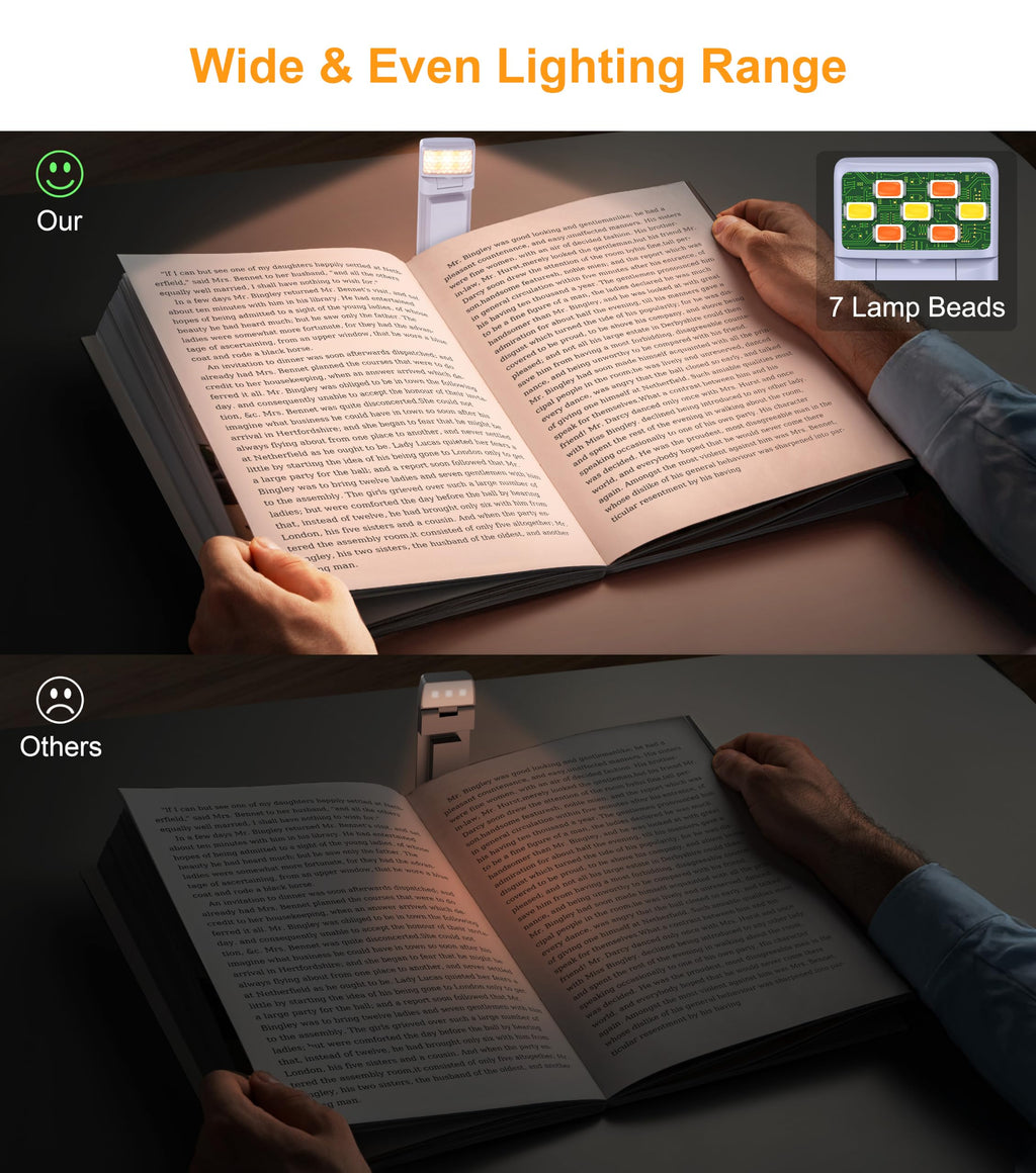 Gritin Book Light Rechargeable, Clip on LED Reading Light for Books in Bed
