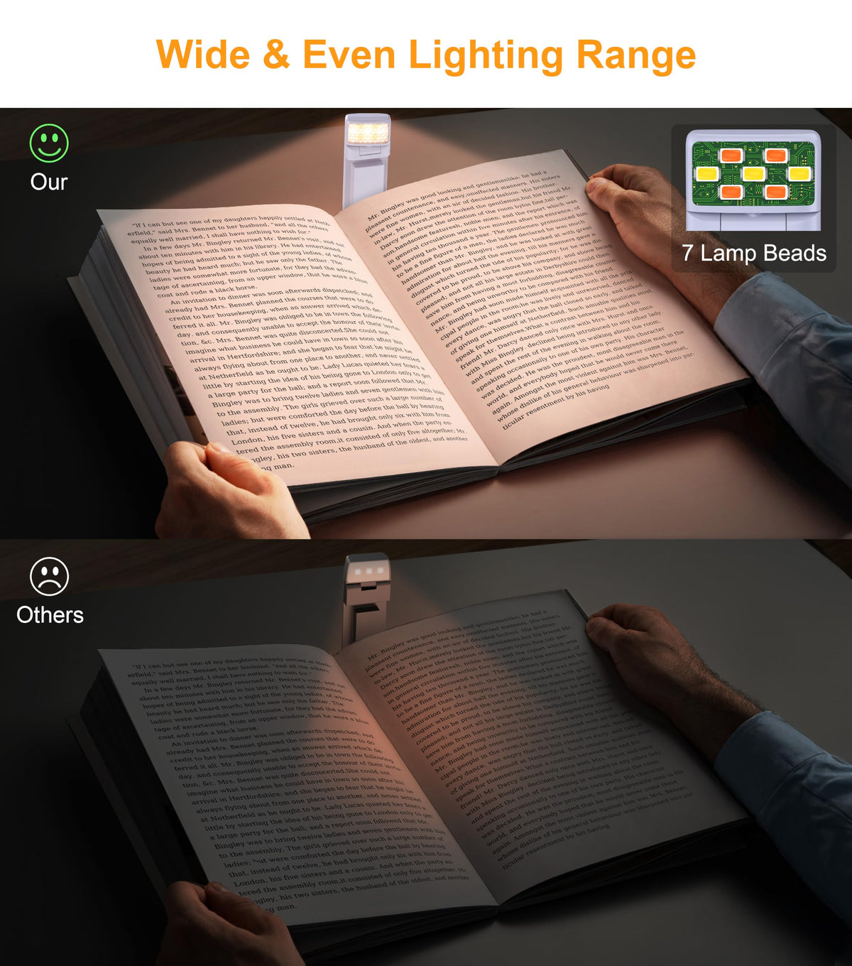 Gritin Book Light Rechargeable, Clip on LED Reading Light for Books in Bed