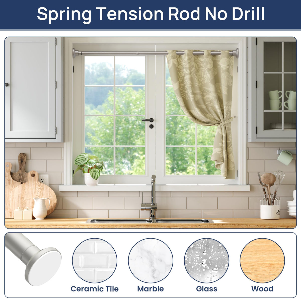 ENJOYBASICS 1" Black Shower Curtain Rod, 30-52" Adjustable, Secure Tension