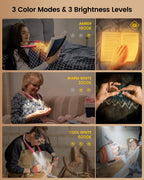 Glocusent Reading Light,Pink Neck Light,80-hr Rechargeable Book Light