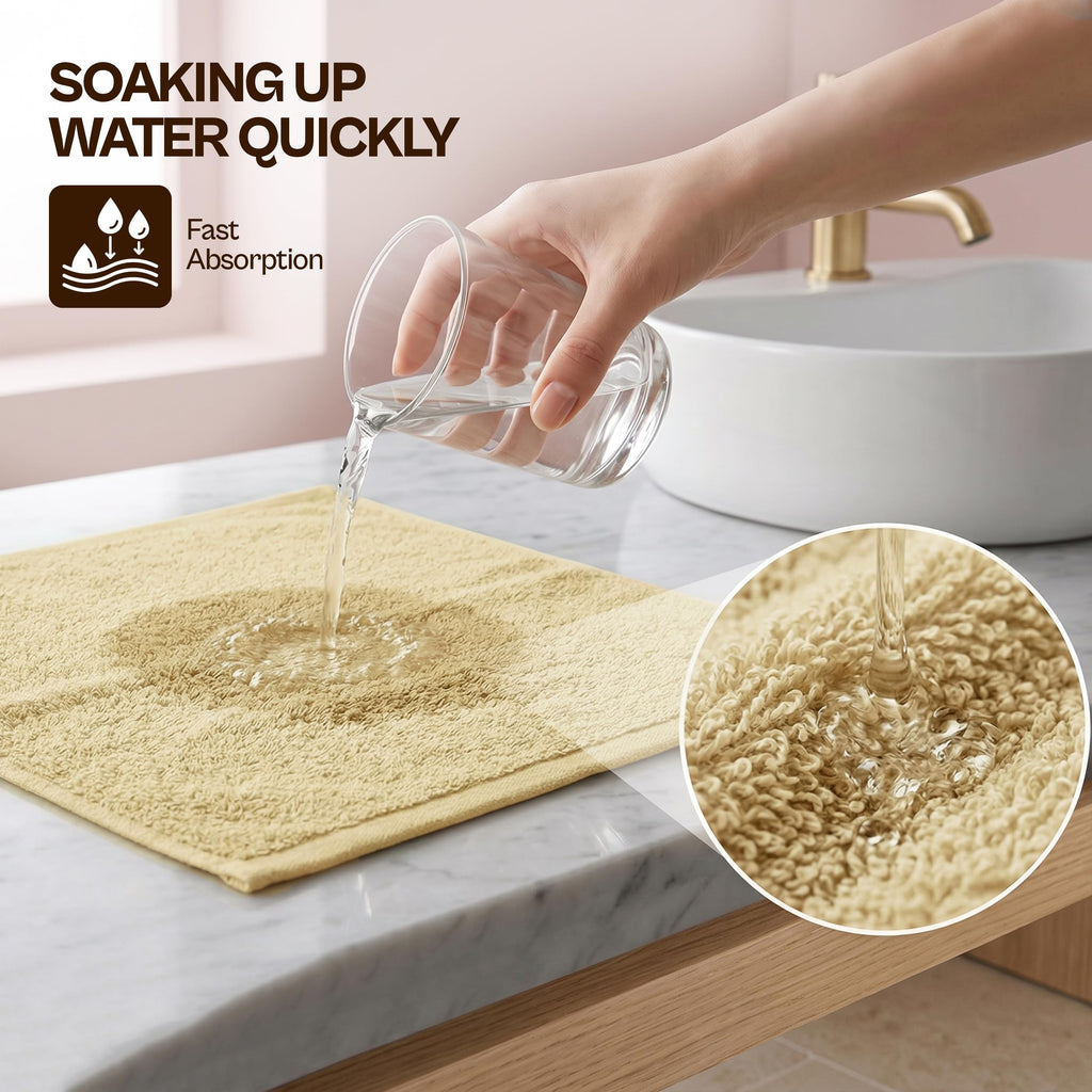 Utopia Towels 12 Pack Washcloths, 12x12 in, 100% Cotton, Beige