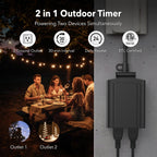 BN-LINK Outdoor 24-Hour Mechanical Timer Outlet, 2 Grounded Outlets