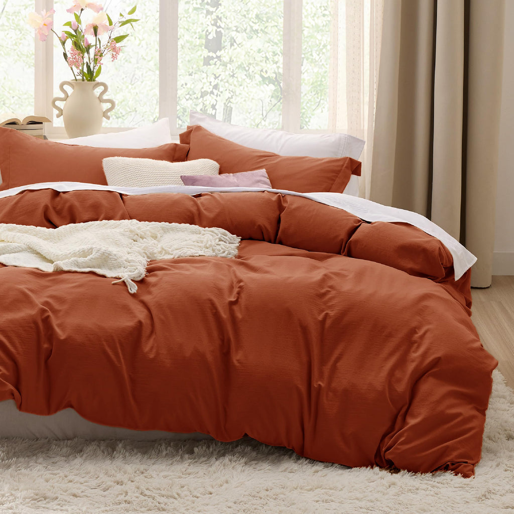 Bedsure Textured Duvet Cover Queen Size - Cotton-Like Polyester Jacquard Duvet Cover Set for All Seasons - 3 Pieces Elevated Textured Dobby Soft Bedding Set, NO Comforter (White, Queen, 90"x 90")