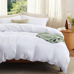 Bedsure Textured Duvet Cover Queen Size - Cotton-Like Polyester Jacquard Duvet Cover Set for All Seasons - 3 Pieces Elevated Textured Dobby Soft Bedding Set, NO Comforter (White, Queen, 90"x 90")