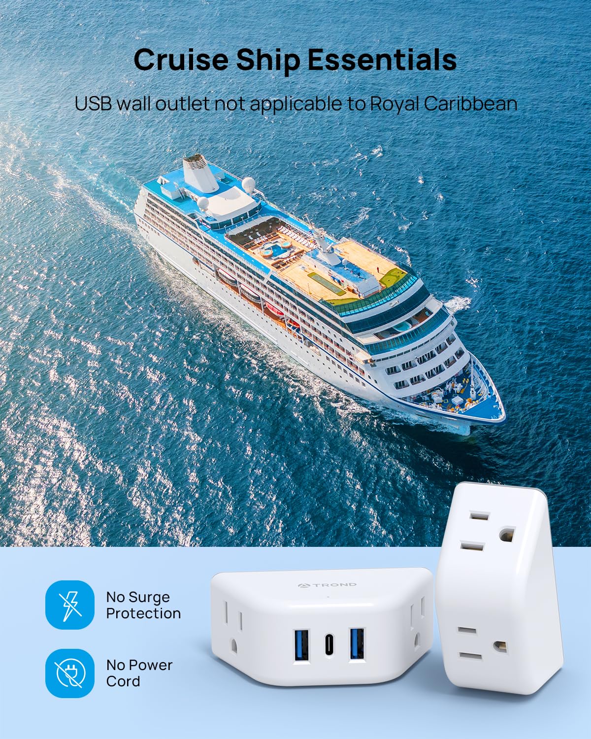 TROND Multi Plug Outlet Extender 2 Pack, Outlet Splitter for Bathroom
