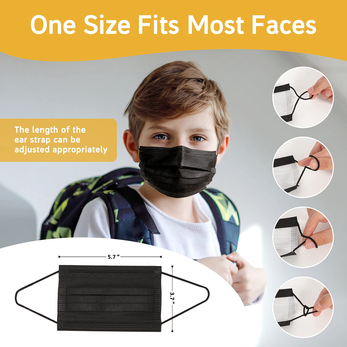 akgk KN95 Face Mask 50 PCS, Breathable Protection Masks, 5-Ply KN95 Black Masks, Cup Dust Safety Masks