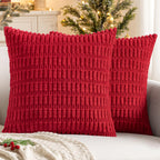MIULEE Corduroy Decorative Throw Pillow Covers 18x18 Light Brown Pack of 2
