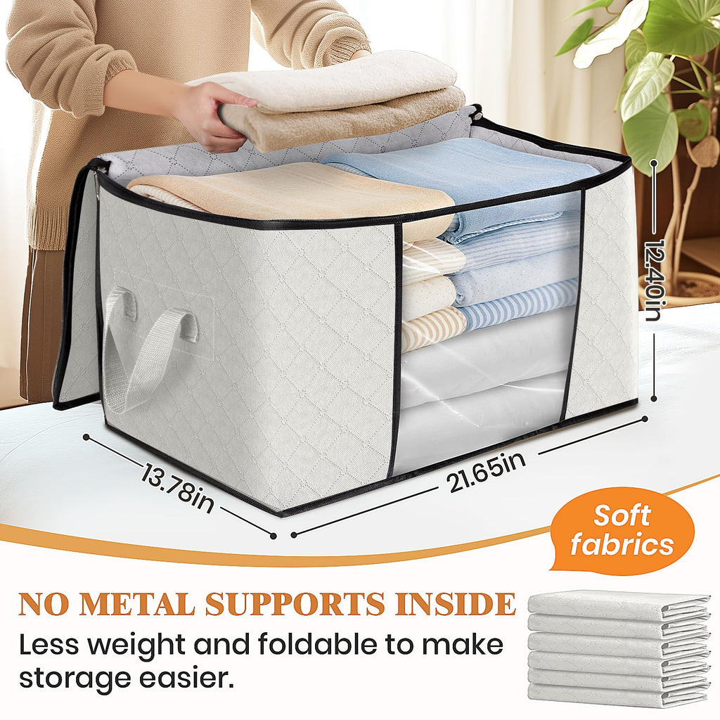 Fab totes 6 Pack Storage Bags for Clothes Blanket Storage Bins with Lids