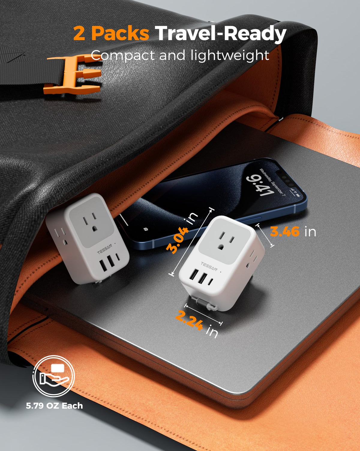 TESSAN European Travel Plug Adapter 2 Pack, Type C Plug
