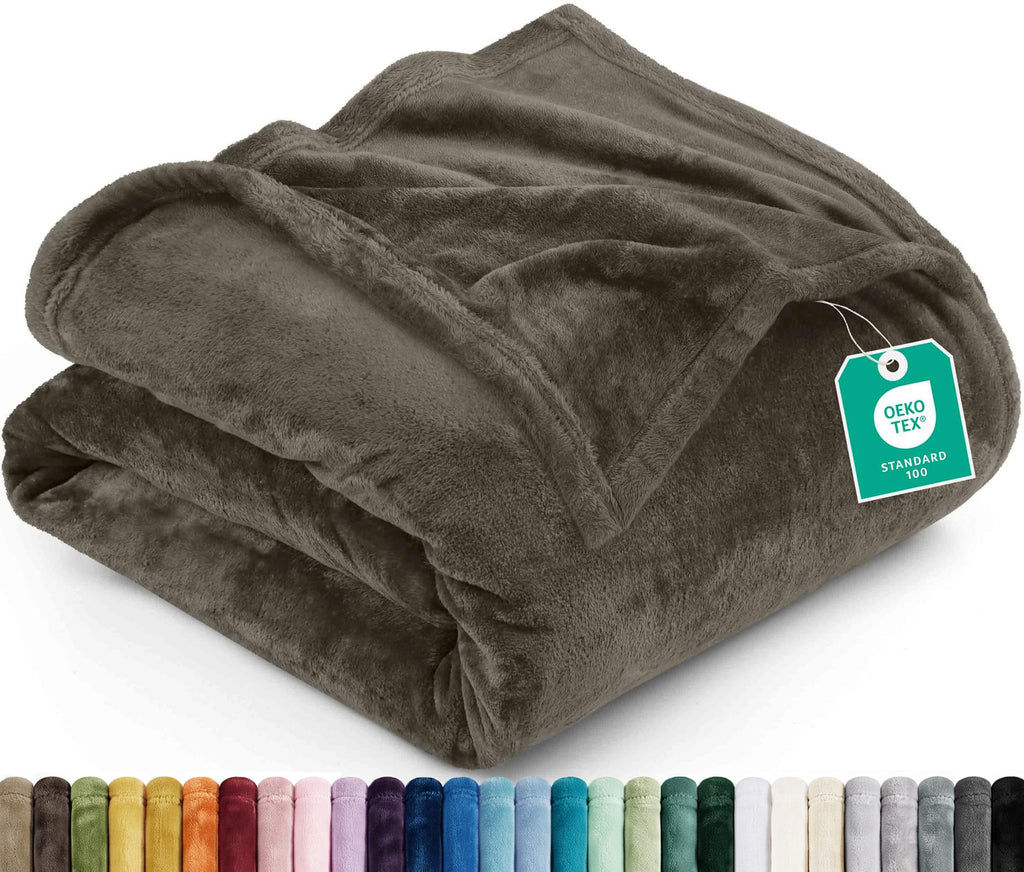 Utopia Bedding Ultra Soft Fleece Bed Blanket Queen Size Grey (90x90 Inches)