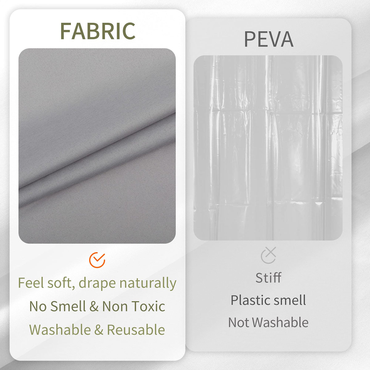 ALYVIA SPRING Waterproof Fabric Shower Curtain or Liner White, 72x72