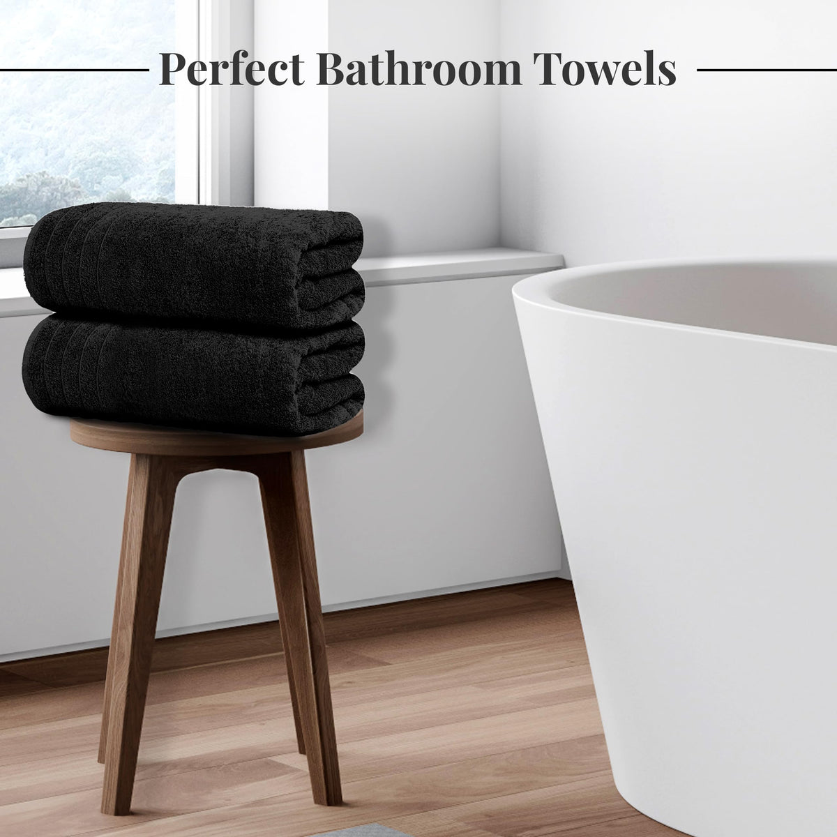 Tens Towels 4 Piece Extra Large Bath Towels 30 x 60 Inches, Dark Grey