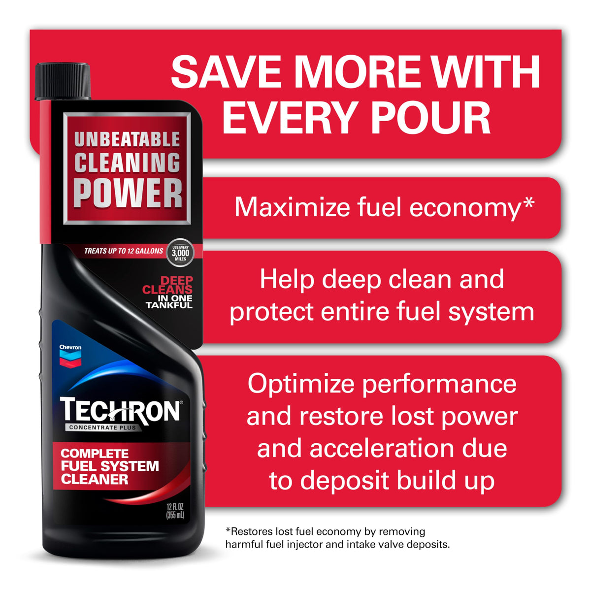 Chevron 67740-CASE Techron Concentrate Plus Fuel System Cleaner - 12 oz. (Pack of 6)