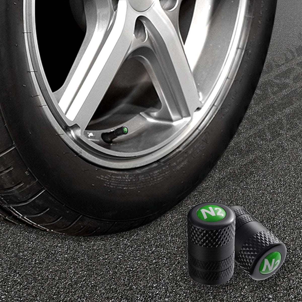CKAuto Tire Valve Stem Caps, Aluminum Black, 4 pcs/Pack