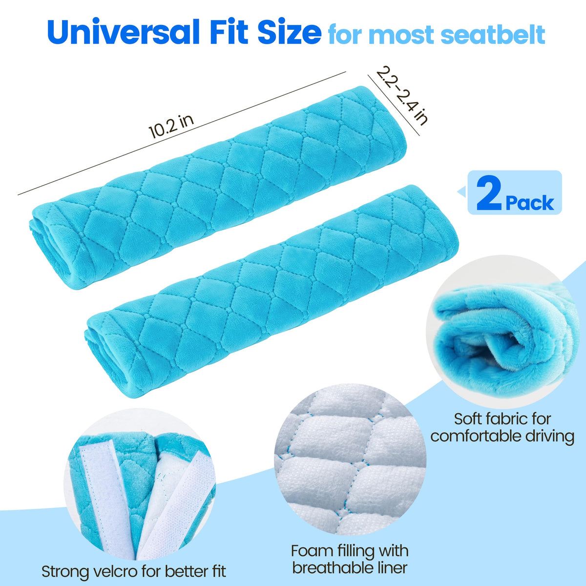 Amooca 2 Pack Seat Belt Covers Soft Shoulder Pad for Cars & Backpack