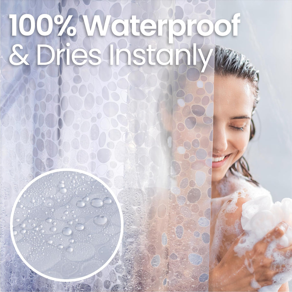 LiBa Shower Curtain PEVA 8G, 72x72 Inch Waterproof Clear