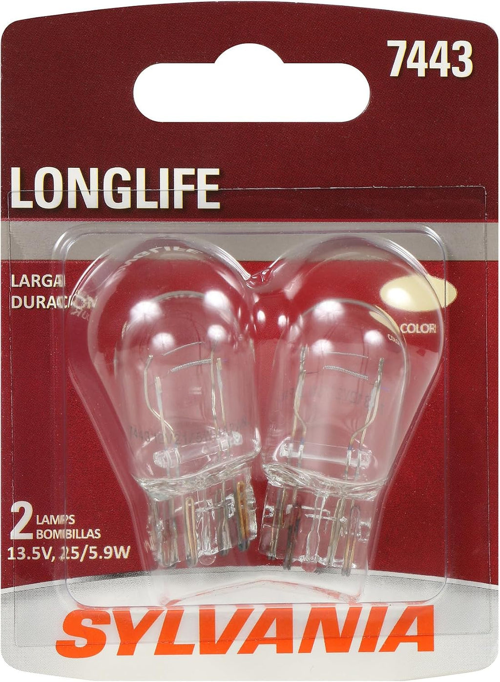 SYLVANIA 7443 Long Life Miniature Bulb, Daytime Running Light, 2 Bulbs