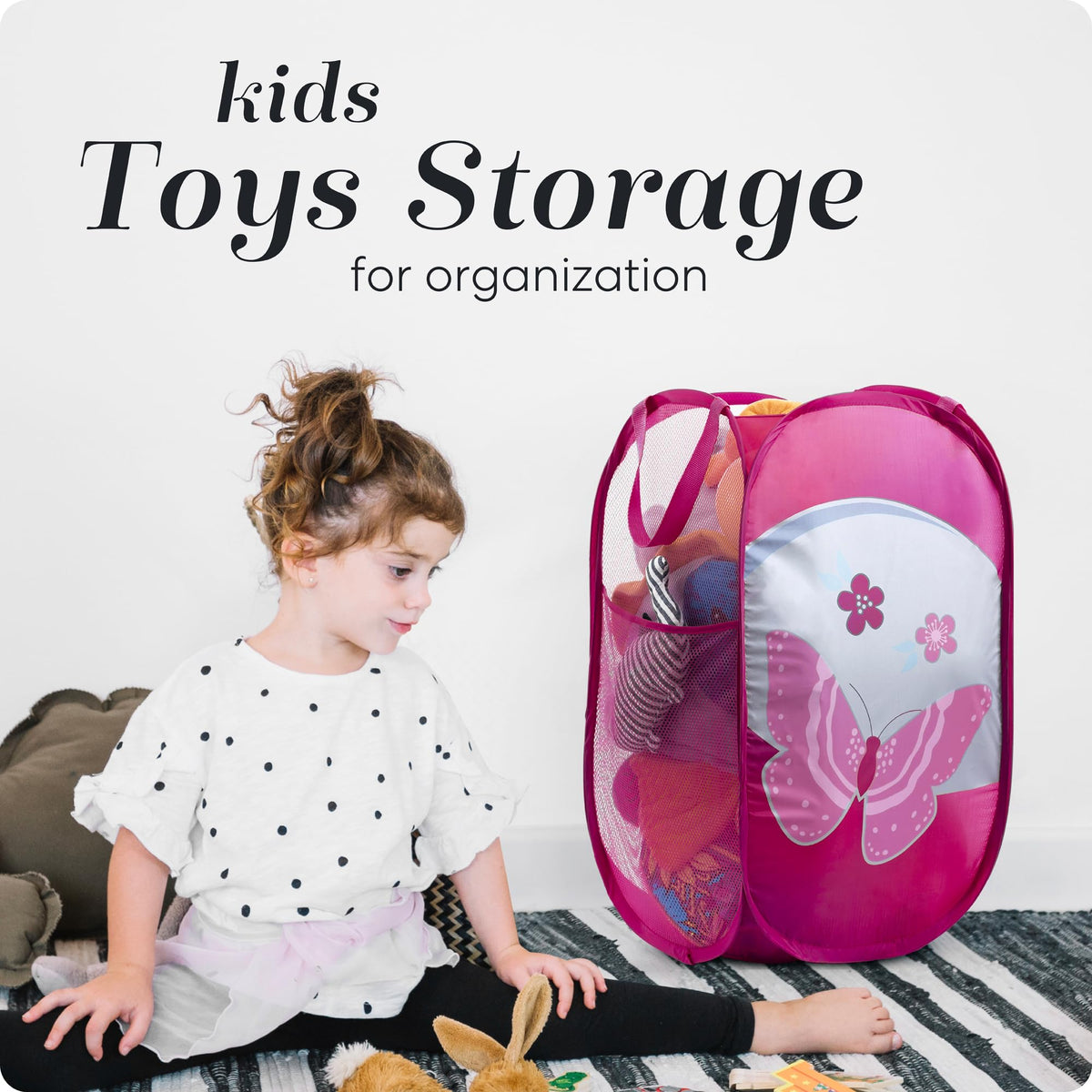 Handy Laundry Collapsible Mesh Pop-Up Hamper with Side Pocket