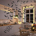 140Pcs 3D Bats Halloween Decorations Realistic PVC Wall Decor