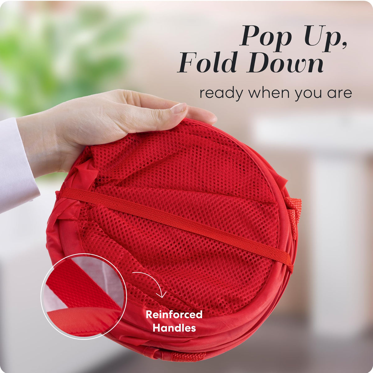 Handy Laundry Collapsible Mesh Pop-Up Hamper with Side Pocket