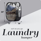 Handy Laundry Collapsible Mesh Pop-Up Hamper with Side Pocket