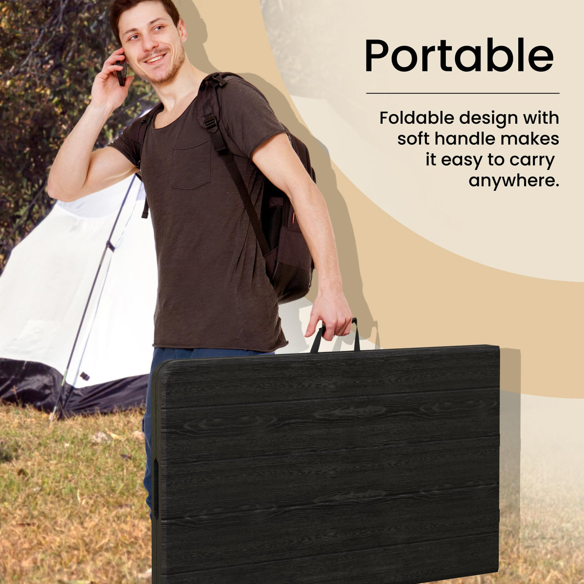 10 PACK of 8 Feet Foldable Table with Built in Handle & Steel Legs | 8 FT Heavy Duty Portable | Perfect for Party, Dining, Wedding, Events, Picnic Indoor, Outdoor, Camping, Temporary - 8 Foot