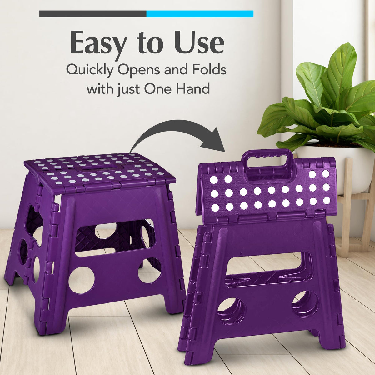 Handy Laundry Folding Step Stool 9 Inch, Pink, Non-Slip Holds 300 lbs