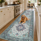 RELEANY Washable Area Rug, 5'x7', Brick/Brown/Green