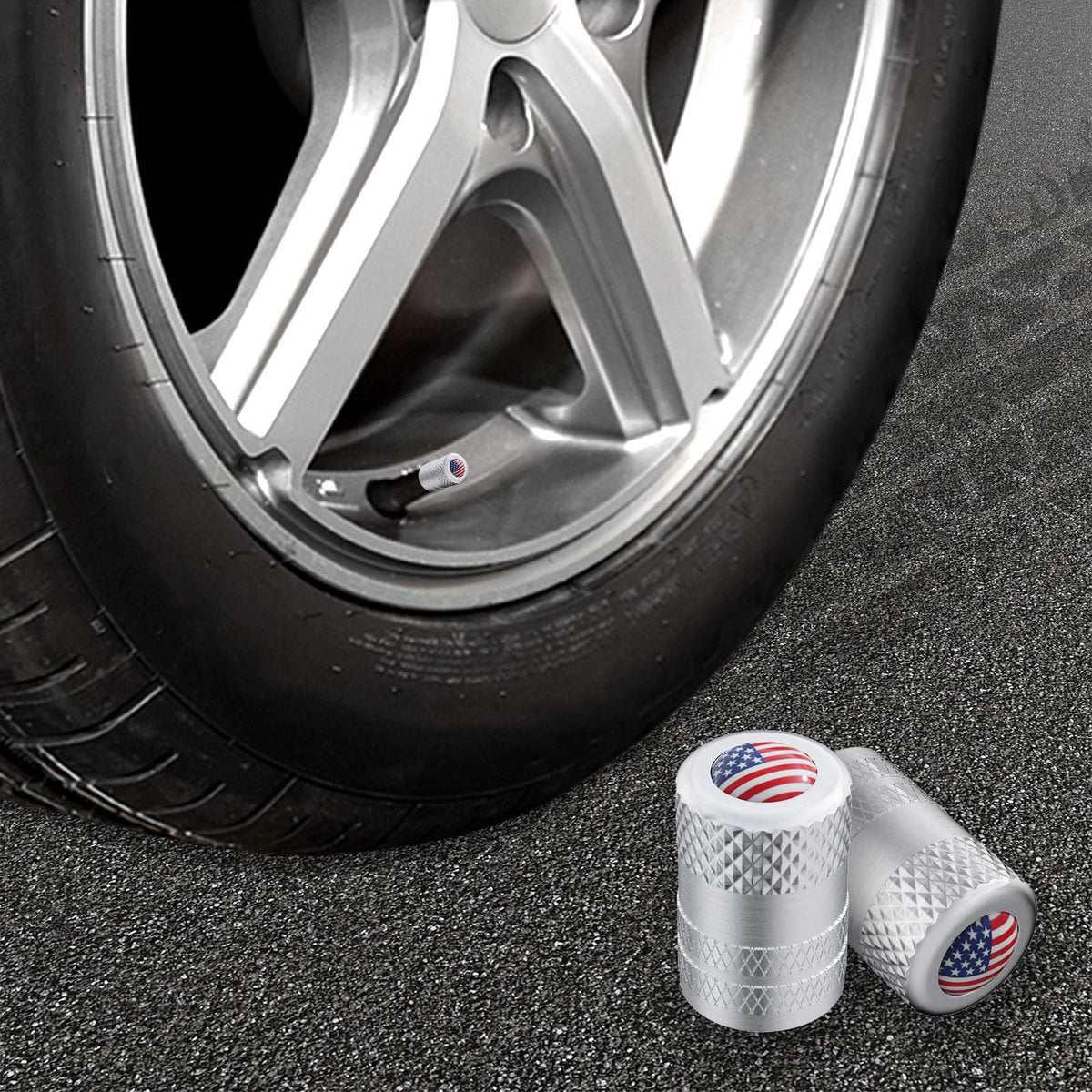 CKAuto Tire Valve Stem Caps, Aluminum Black, 4 pcs/Pack