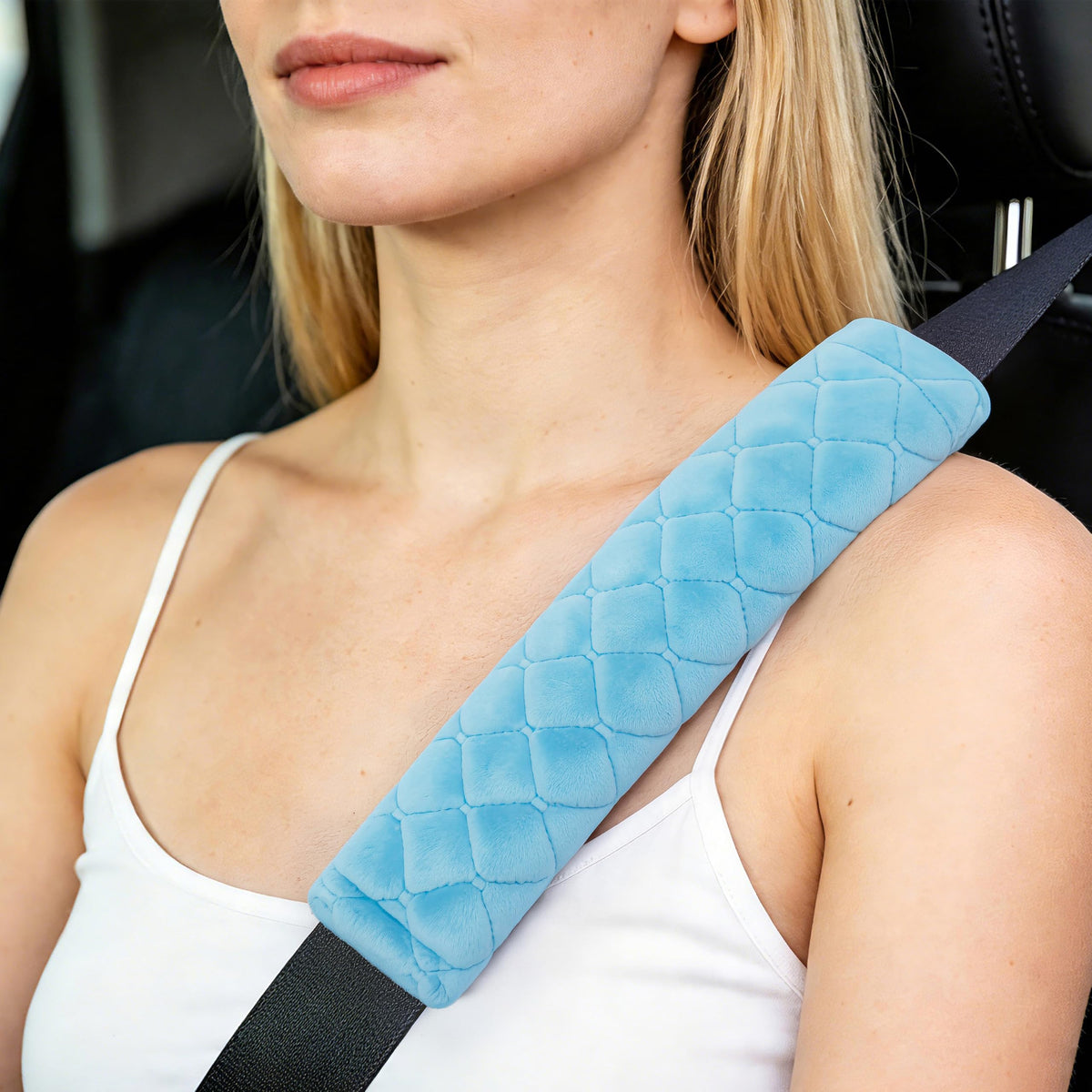 Amooca 2 Pack Seat Belt Covers Soft Shoulder Pad for Cars & Backpack