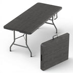 10 PACK of 8 Feet Foldable Table with Built in Handle & Steel Legs | 8 FT Heavy Duty Portable | Perfect for Party, Dining, Wedding, Events, Picnic Indoor, Outdoor, Camping, Temporary - 8 Foot