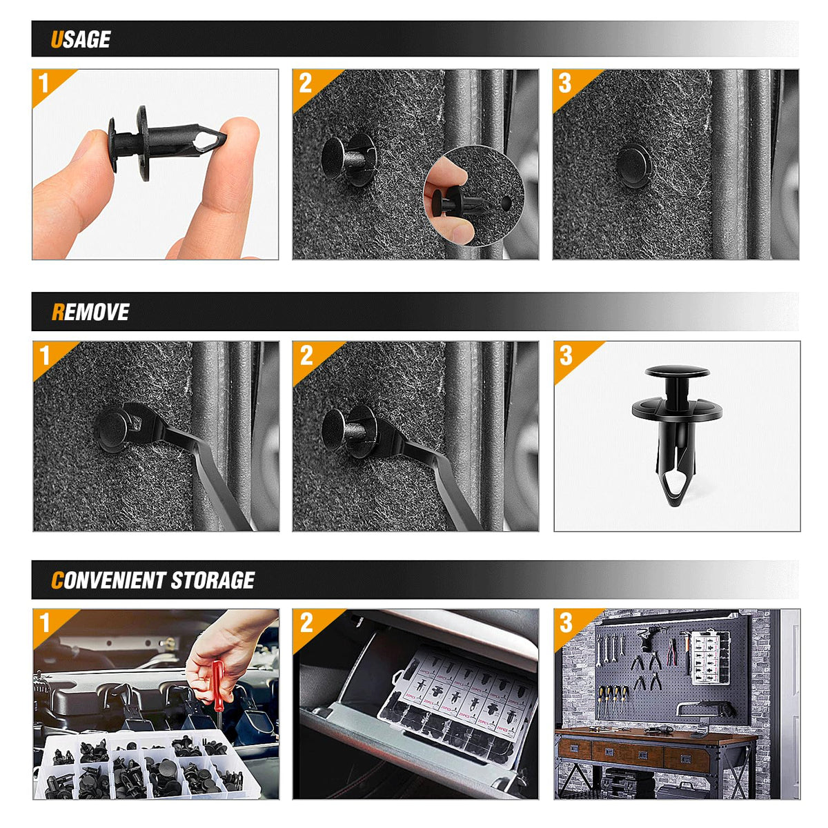 GOOACC 238Pcs Auto Trim Removal Tool and Push Pin Retainer Clip Set