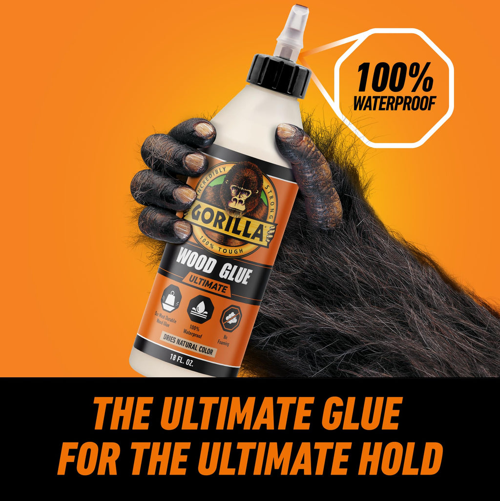 Gorilla Ultimate Waterproof Wood Glue, Natural Color, 8 oz