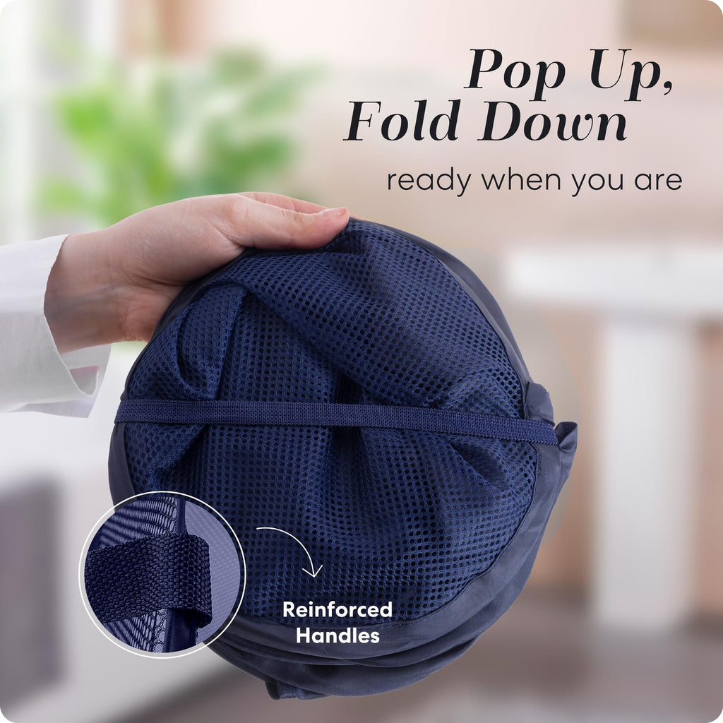 Handy Laundry Collapsible Mesh Pop-Up Hamper with Side Pocket