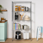 Amazon Basics 5-Shelf Tower Adjustable Storage Shelving Unit, Chrome, 16" x 16" x 54", 150 lbs Per Shelf
