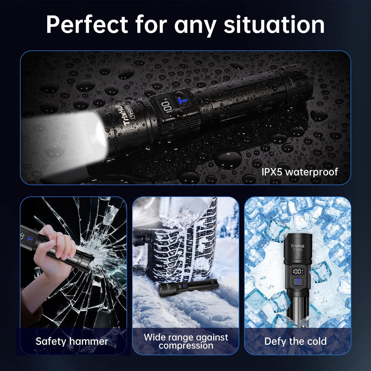 TrixHub Rechargeable Flashlights 3 Pack Super Bright High Lumens Flashlight