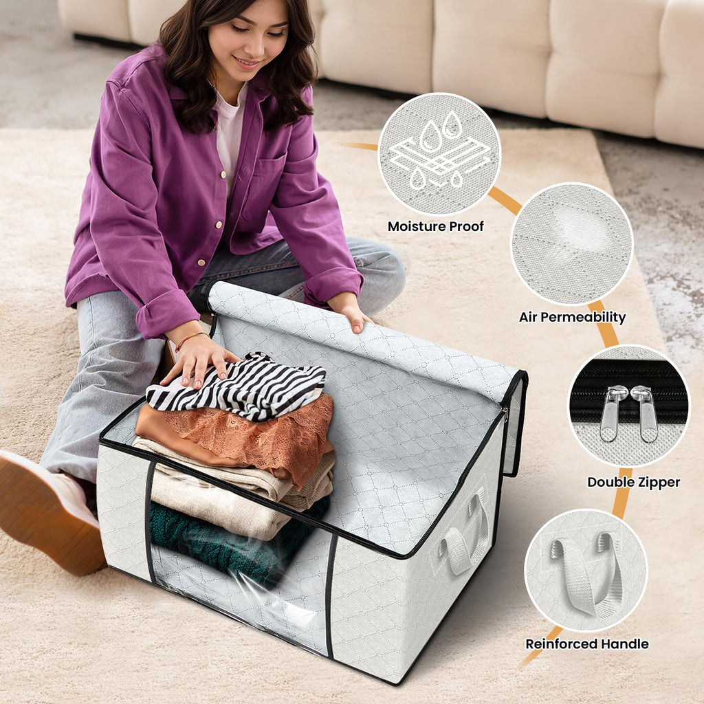 Fab totes 6 Pack Storage Bags for Clothes Blanket Storage Bins with Lids
