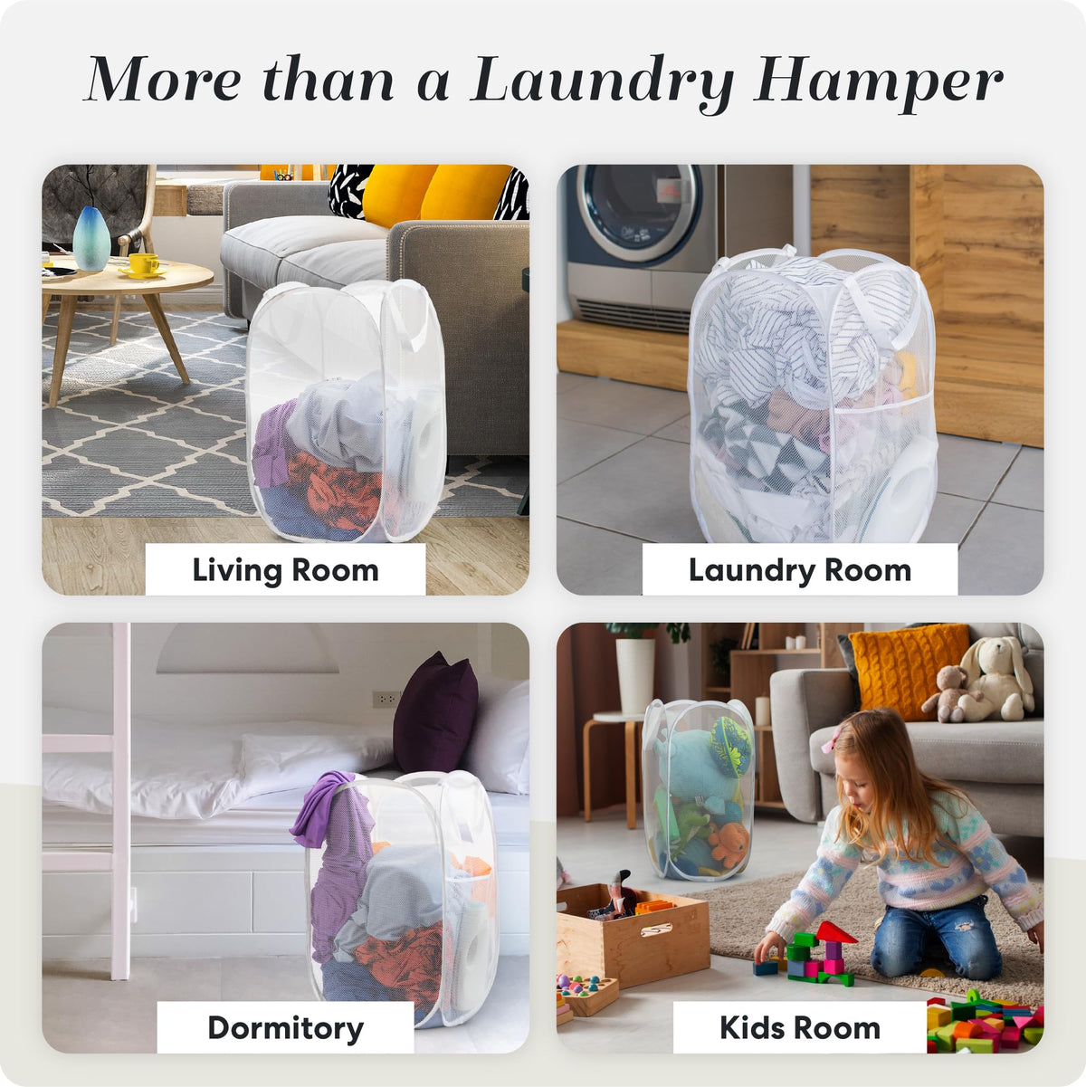 Handy Laundry Collapsible Mesh Pop-Up Hamper with Side Pocket