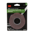 3M Super-Strength Molding Tape, 1/2 in x 15 ft, Double-Sided Adhesive, Permanently Attaches Side Moldings, Trim and Emblems to Interior and Exterior of Vehicles (03614), Gray