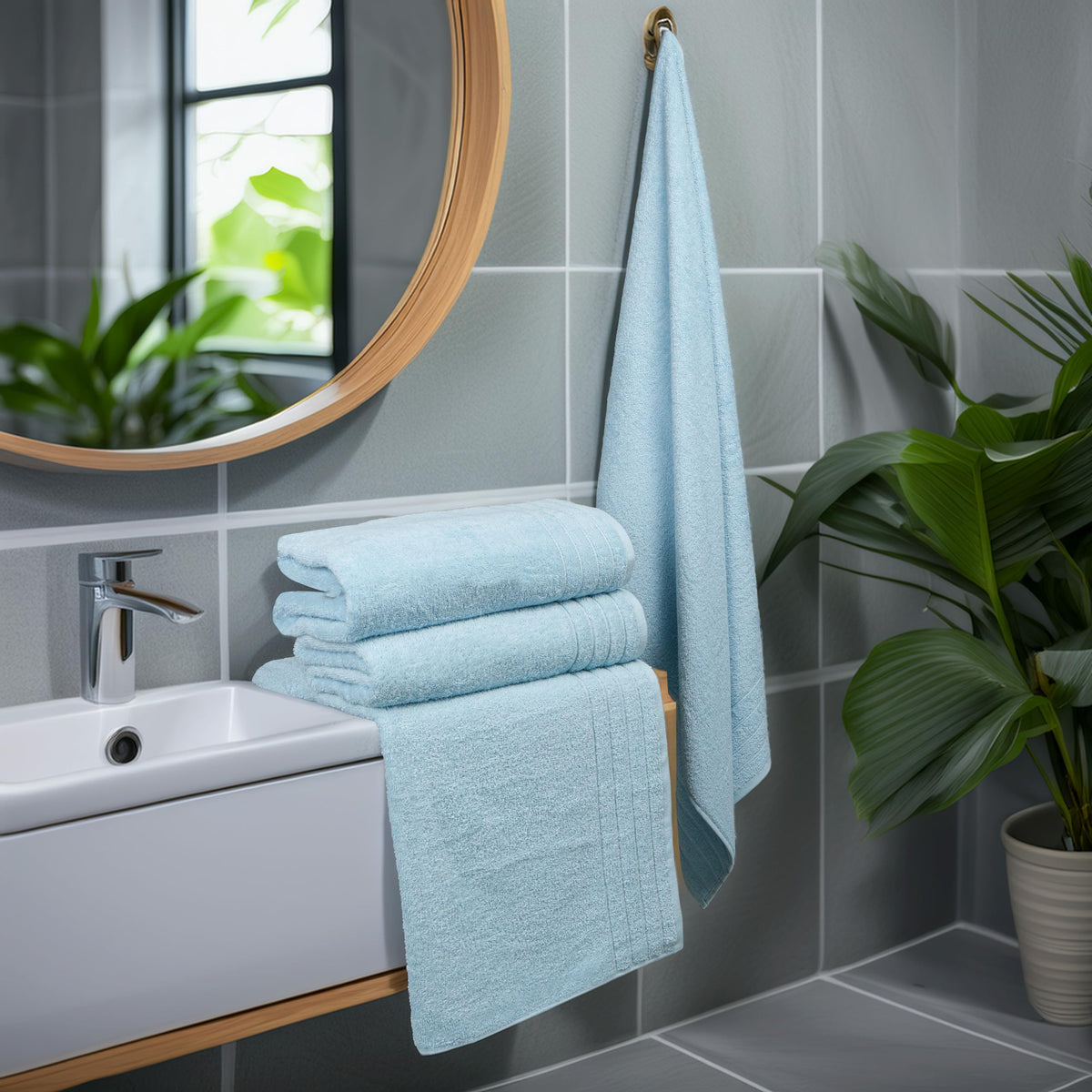 Tens Towels 4 Piece Extra Large Bath Towels 30 x 60 Inches, Dark Grey