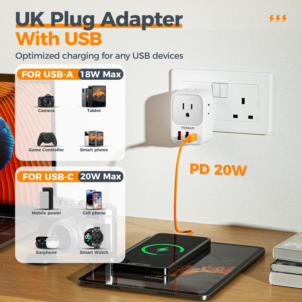 TESSAN European Travel Plug Adapter 2 Pack, Type C Plug