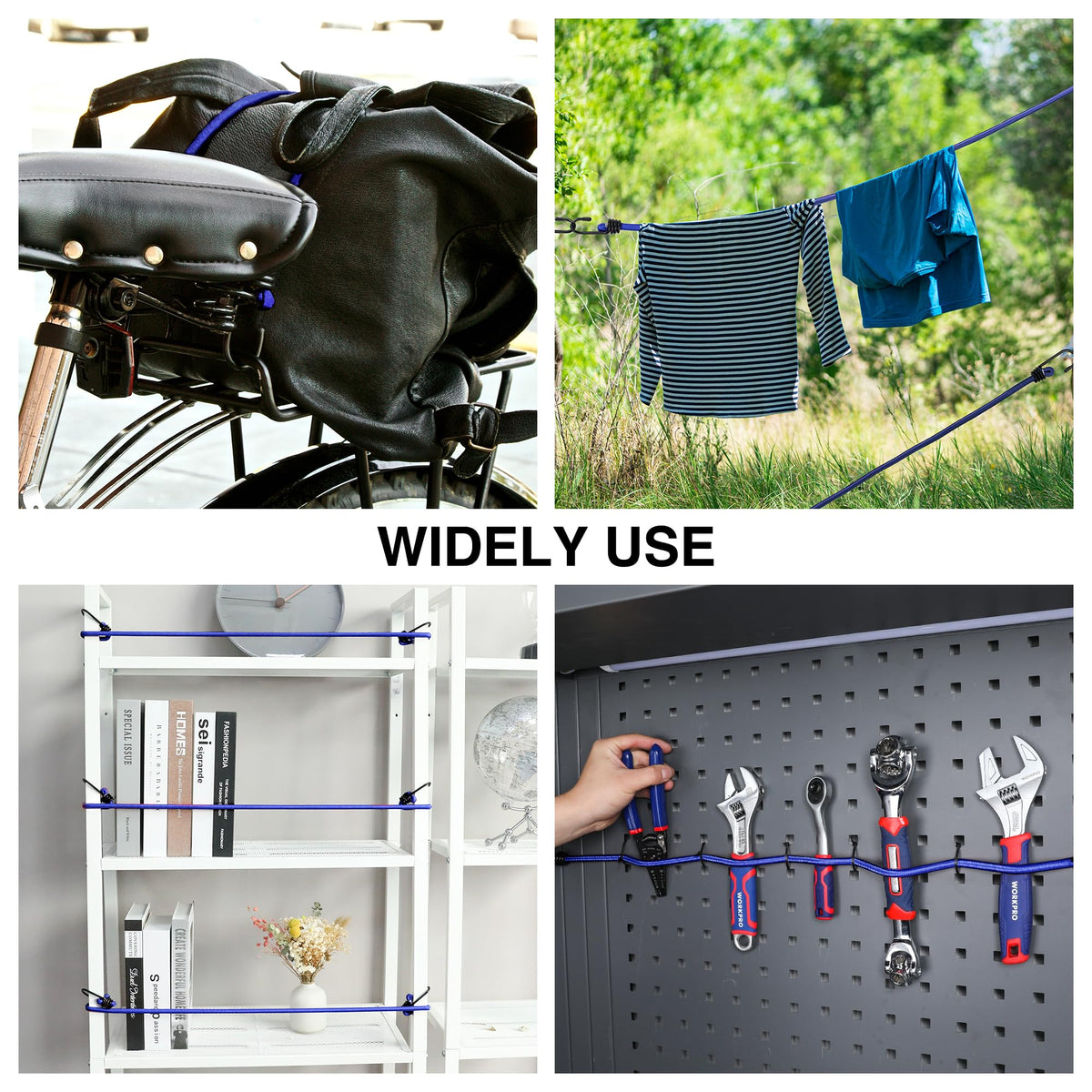 WORKPRO 24" Bungee Cords with Hooks, 4 Pack Heavy Duty Outdoor Bungee Strap