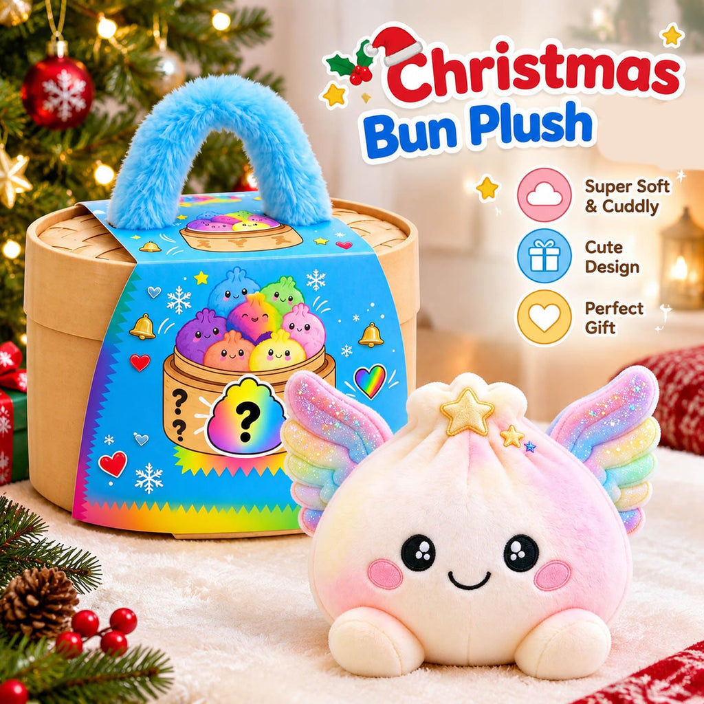 Plush Stuffed Dumpling Squishies, 3.94" Big Rainbow Squishes with Steamer