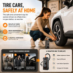OlarHike Tire Inflator Portable Air Compressor,Dual Power-3*2000mAh &12V DC