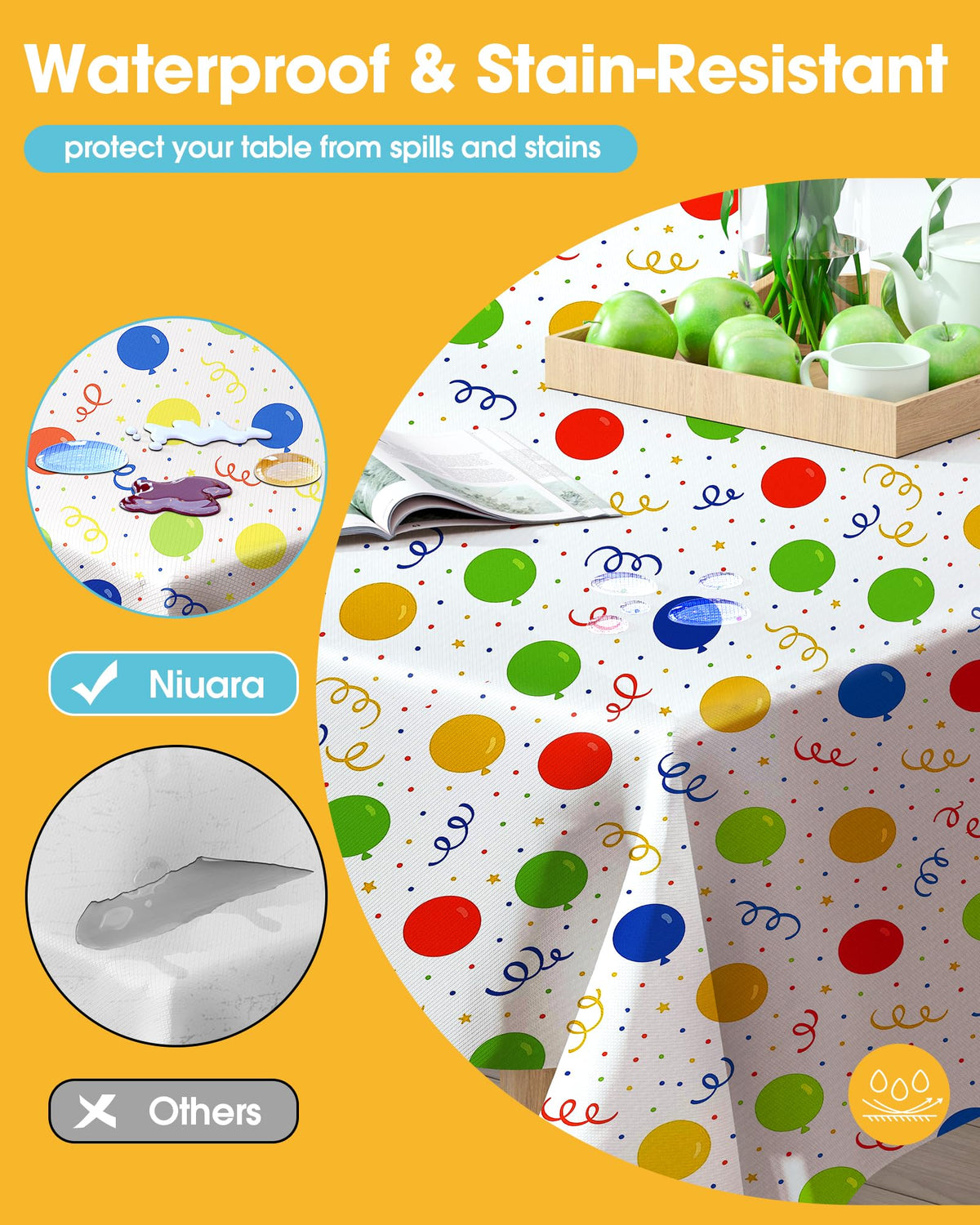 Niuara American Flag Plastic Table Cloth Disposable, 4 Pack, 54 x 108 in