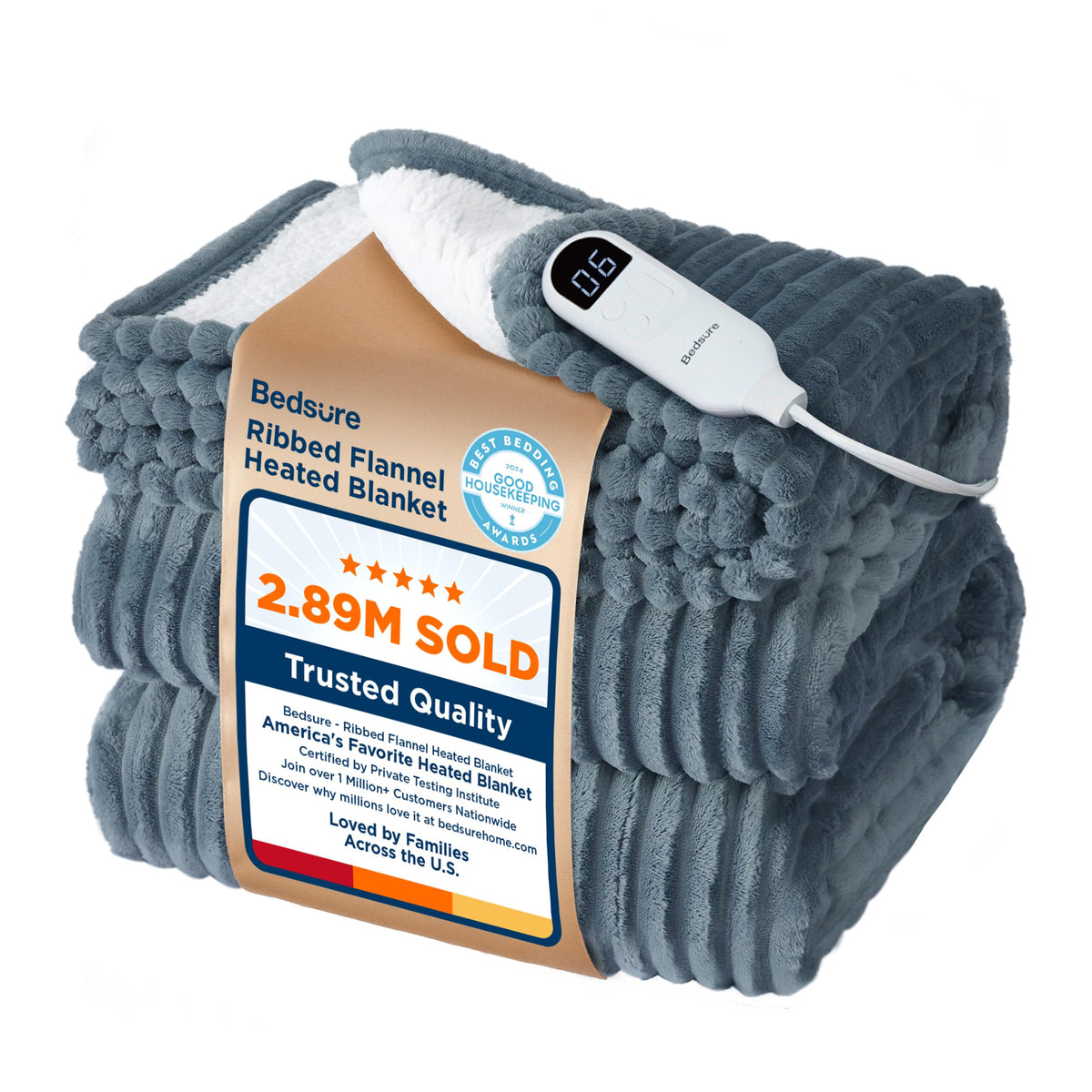 Bedsure Cloud Bubble Grey Heated Blanket Throw, Soft Cozy Electric Blanket