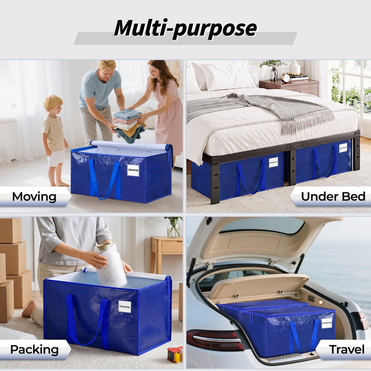 ukeetap 8 Pack Extra Large Clothes Storage Bins with Lids, Clear