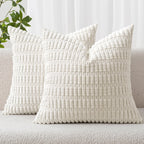 MIULEE Corduroy Decorative Throw Pillow Covers 18x18 Light Brown Pack of 2
