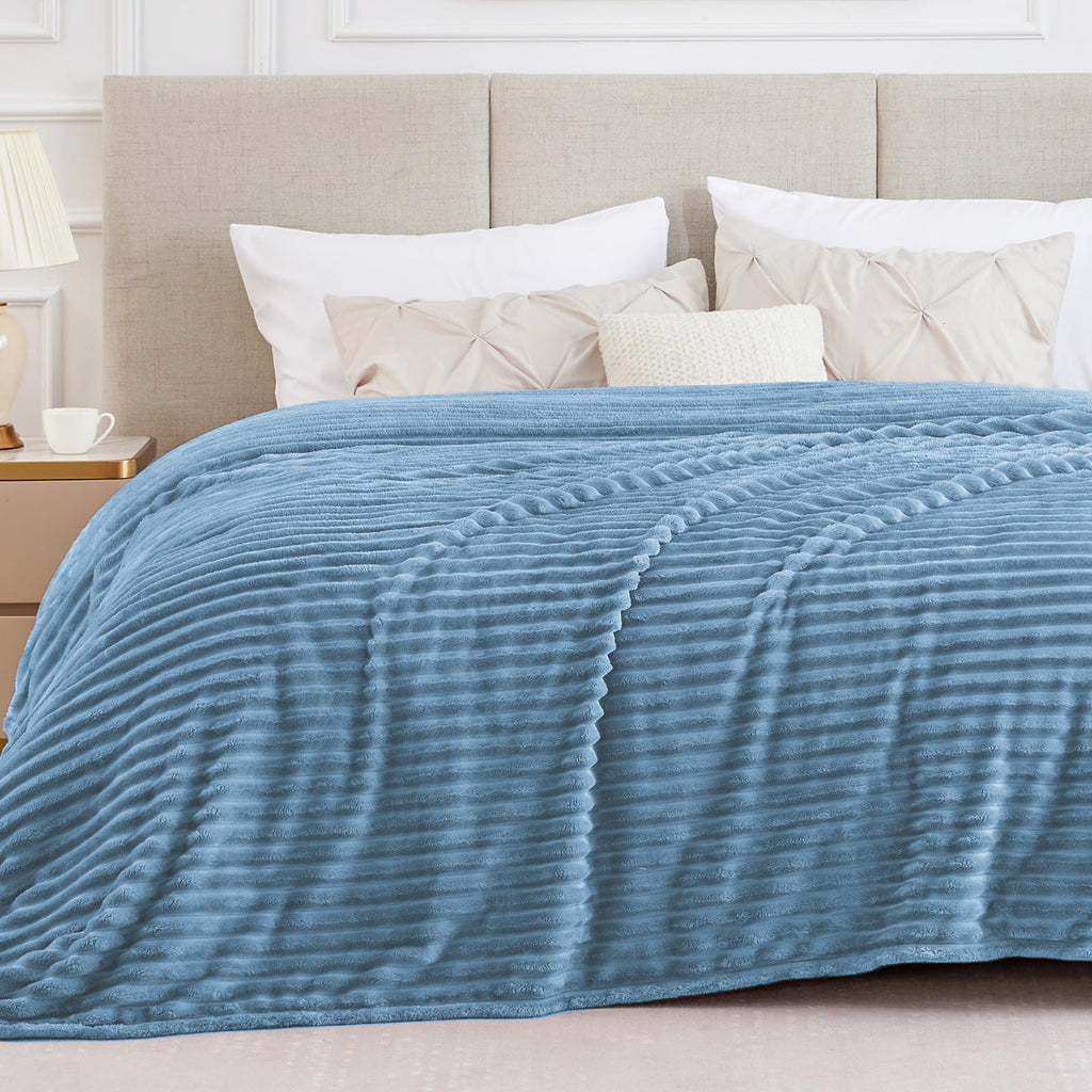 BEDELITE Ribbed Full Size Blanket for Bed, Olive Green, 84"x90"