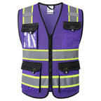 JKSafety Safety Vest for Men Women Hi Vis Reflective Vest JK220 PurpleB S
